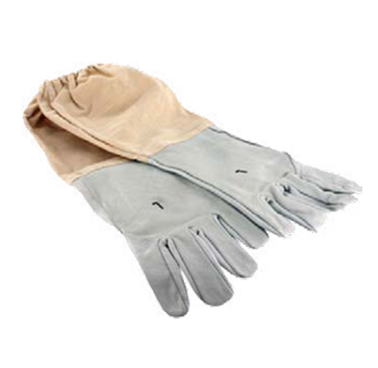 Bee Keeping Gloves – Long Cuff Leather and Cotton Beekeeping Gloves, Sting Proof, Elastic Wrist, Gauntlet Sleeve, White/Beige, Sizes M-XL, Hand Protection for Apiary Workers and Hobbyists